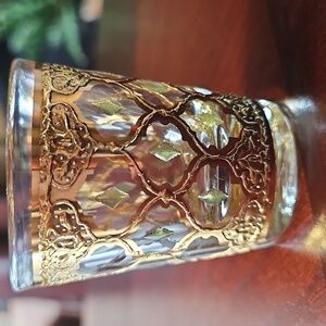 Vintage Valencia 22k Gold & Green Diamond Shot Glass